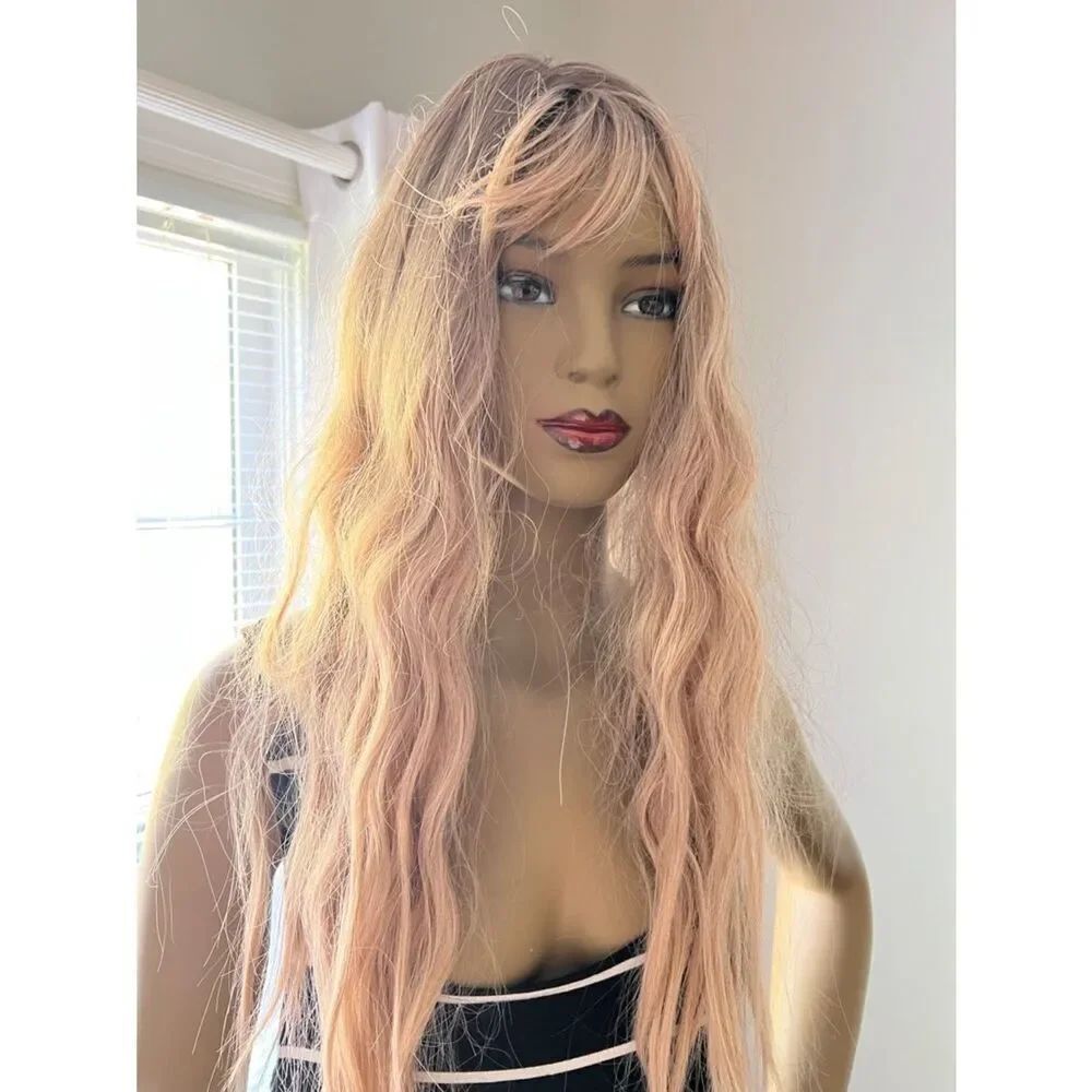 Amazon Women's Long Wavy Blonde Wig with Fringe